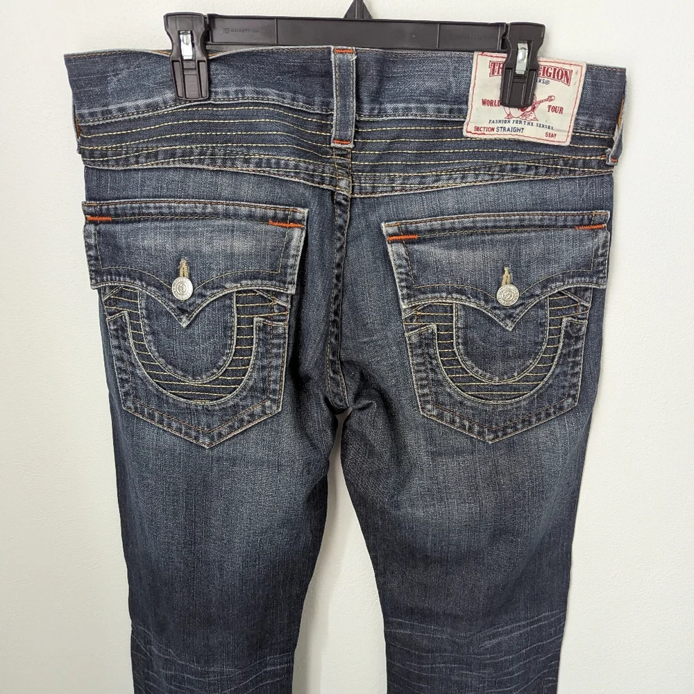 True Religion Dark Blue Straight Jeans, 34